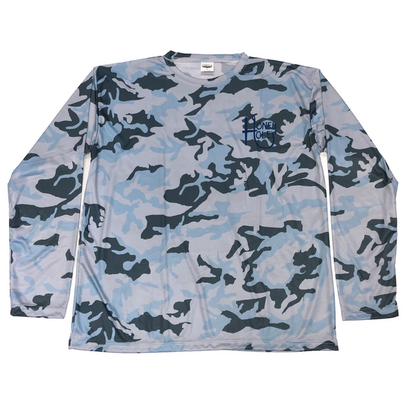 Honey Hole Outdoors Blue Camo Fishing Shirt