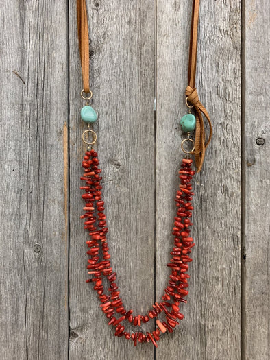 Red Chip Coral JForks Necklace