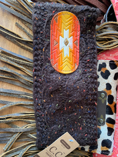 McIntire Saddlery Earwarmer w/ Aztec Leather Patch